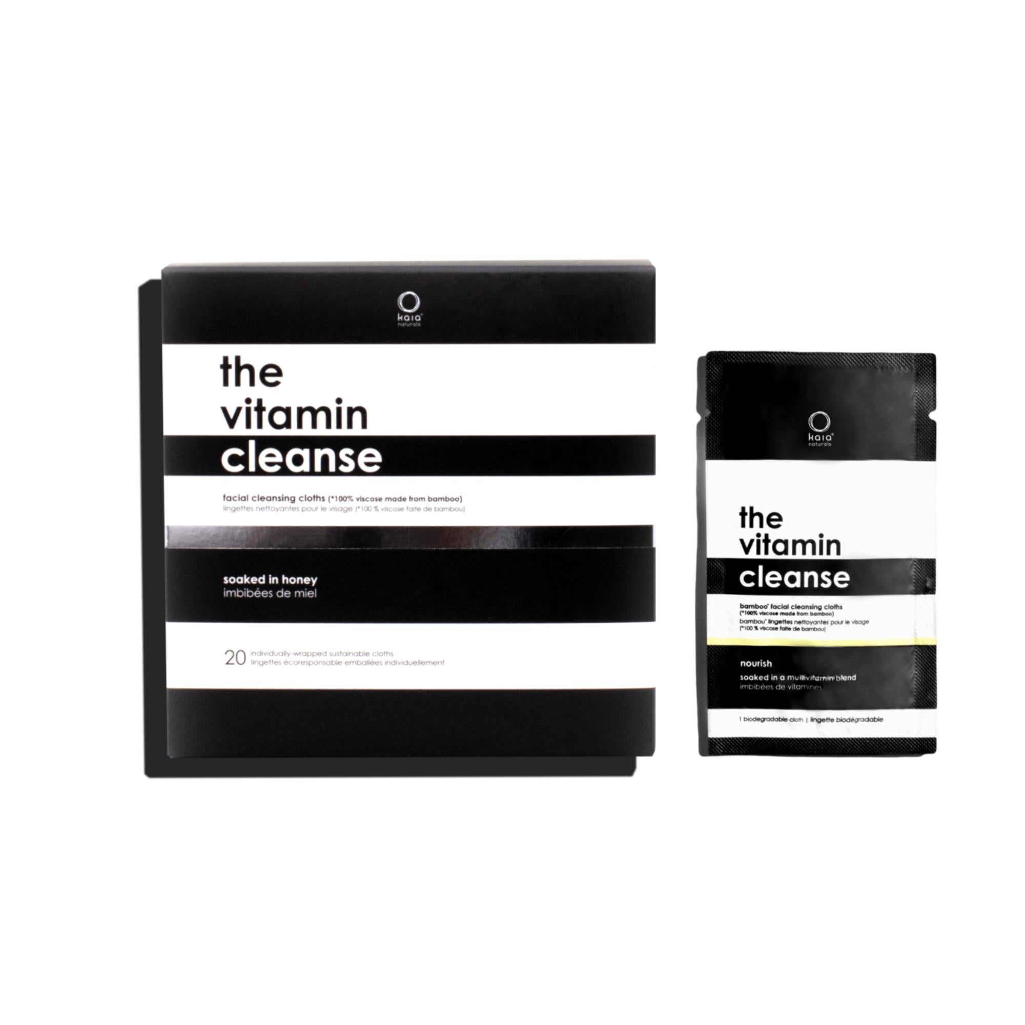 Vitamin Cleanse Cloths - Organic Facial Wipes for Acne & Makeup Removal | Gentle Exfoliating Face Towels for Daily Skincare Routine | Perfect for Travel, Gym & On-the-Go Use