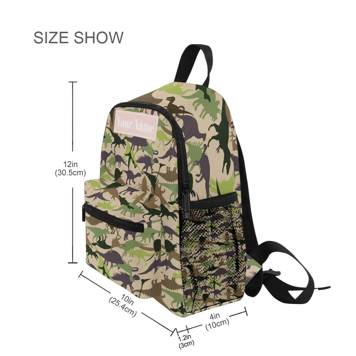 Custom Personalized Preschool Backpack with Adjustable Chest Strap - Dinosaur Camouflage Print Daycare Bag for Toddlers | Perfect for Nursery, Daycare & Travel Diaper Bag