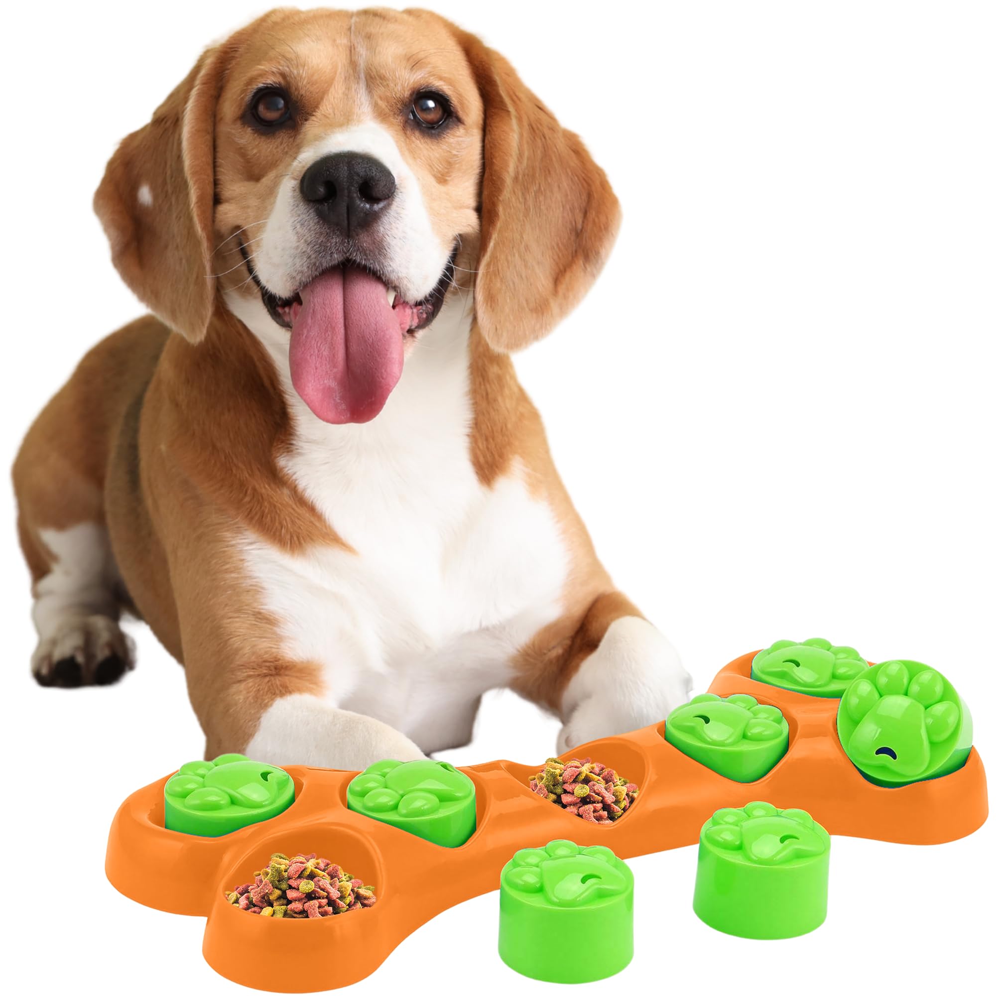 Kats'N Us Interactive Dog Toy & Slow Feeder Bowl - Puzzle Feeder for Mental Stimulation, Lick Mat for Dogs, Large Breed Mealtime Solution (Orange) - Perfect for Boredom Relief & Anxiety Reduction During Feeding Time