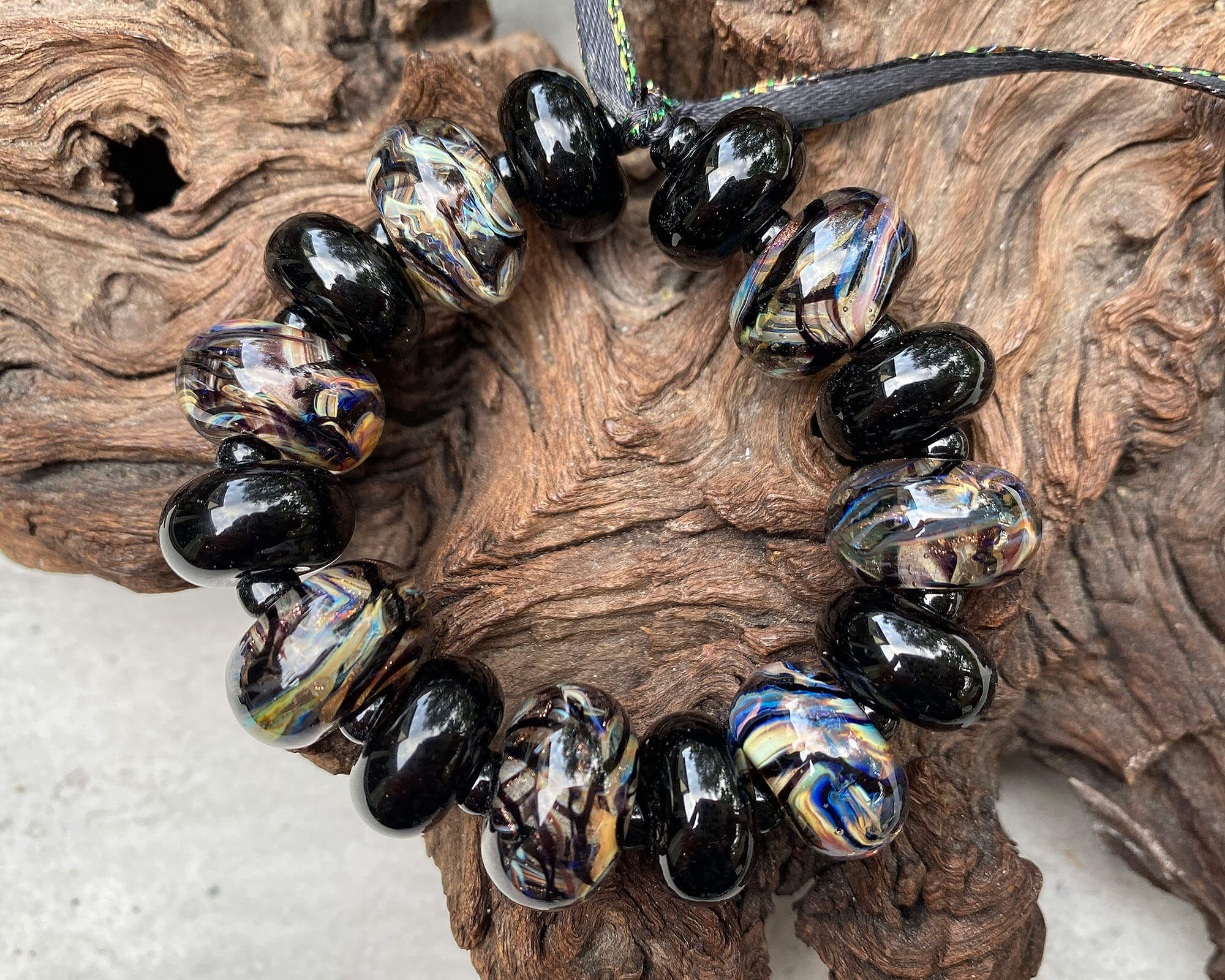 Natural Sedimentary Rock Lampwork Beads Set for Jewelry Making - DIY Bracelet, Necklace & Craft Projects - Perfect for Earthy Boho Style Accessories