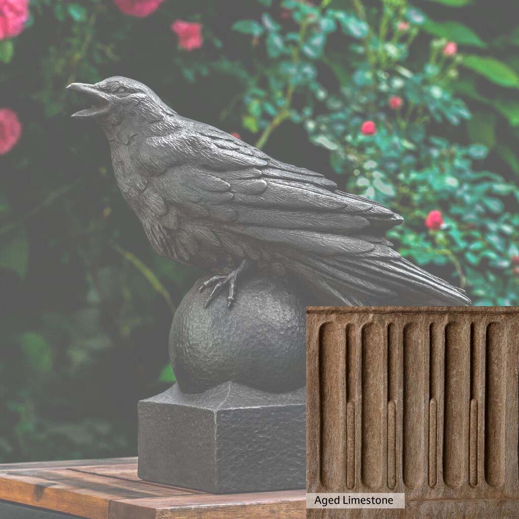 Campania International Corvus Statue - Handcrafted Garden Decor, Roman-Inspired Outdoor Statue for Patio, Yard & Landscape Design