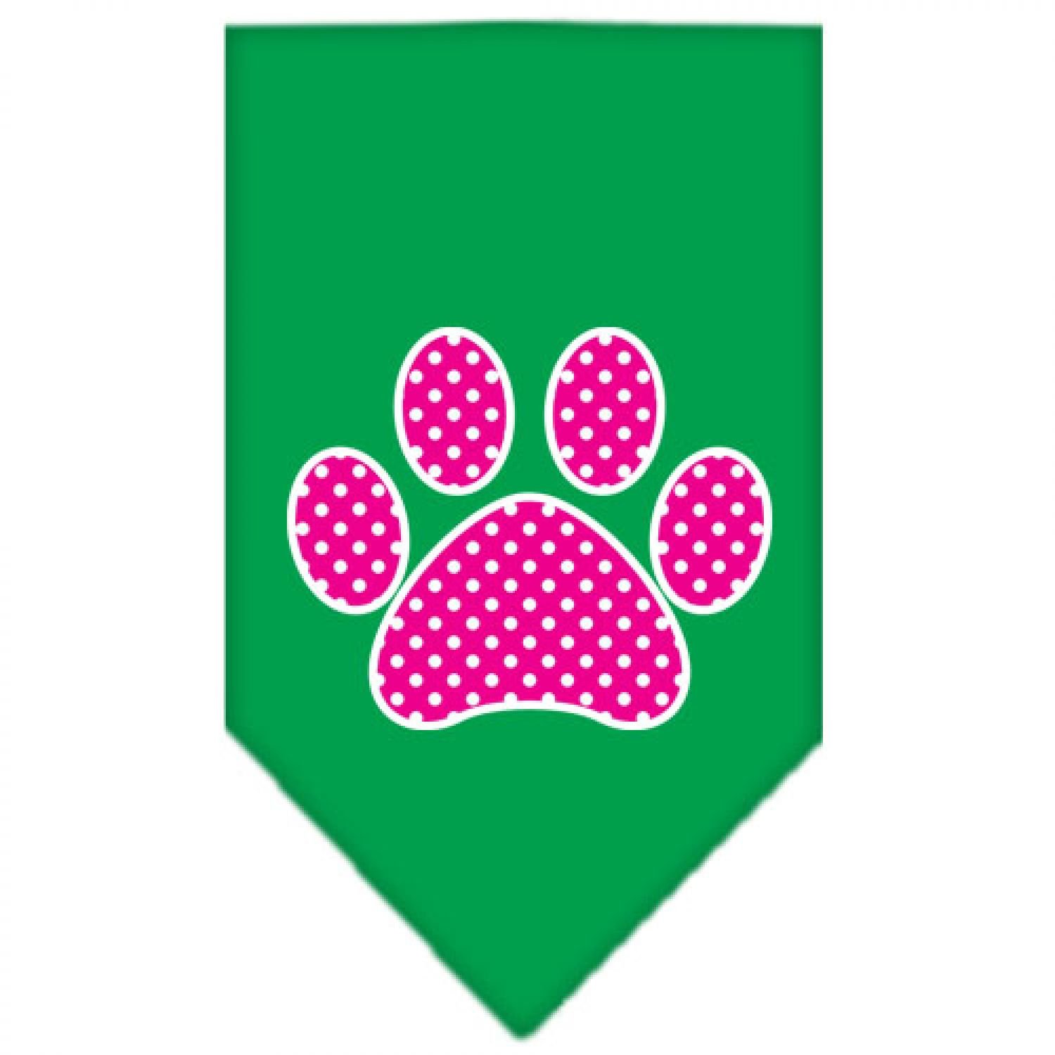 Pink Swiss Dot Paw Print Dog Bandana - Emerald Green Small Pet Bandana for Dogs & Cats | Perfect for Pet Birthdays, Holidays & Photo Shoots