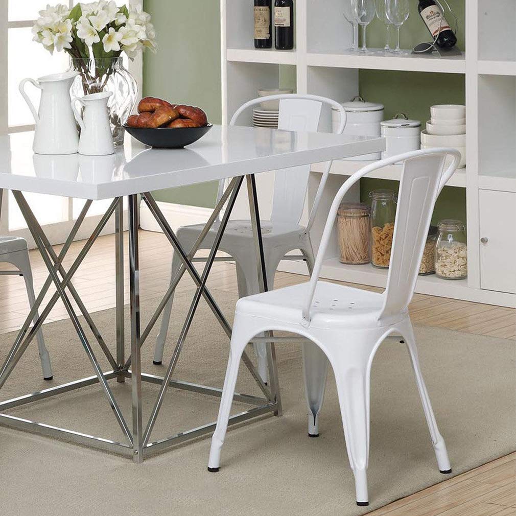 FDW Metal Dining Chairs Set of 2 - Indoor/Outdoor Stackable Kitchen & Patio Chairs - 18