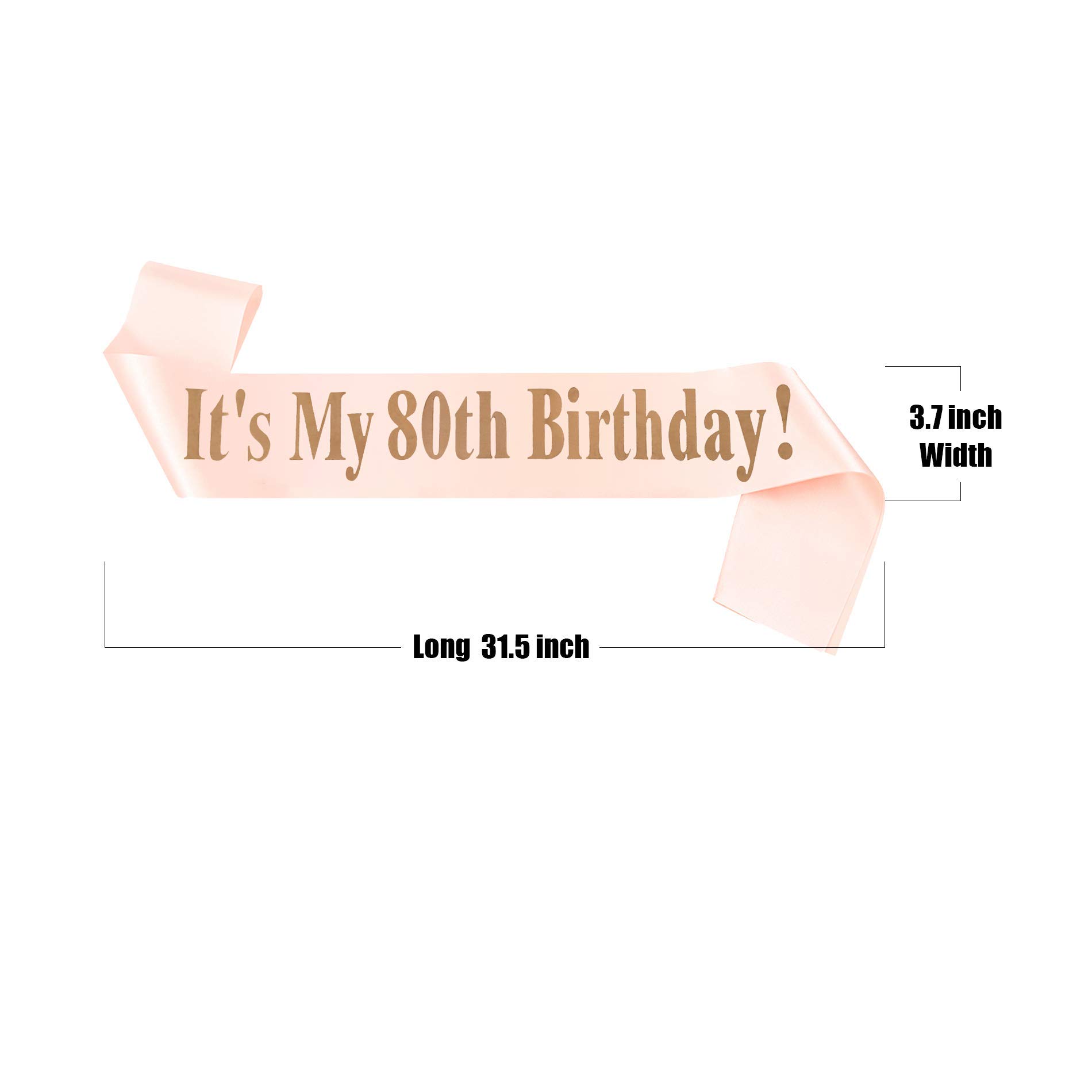 80th Birthday Tiara and Sash Set for Women - Sparkling Crystal Headpiece & Birthday Crown Party Accessories - Rose Gold Birthday Gift for Grandma, Mother, Wife - Perfect for Milestone Celebrations, Birthday Parties & Special Occasions