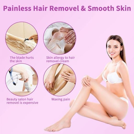 Painless Hair Removal Epilator for Women & Men - Safe Physical Hair Eraser Tool with Skin Exfoliation | At-Home Hair Removal for Smooth Skin (Bikini Line, Legs, Arms, Underarms)