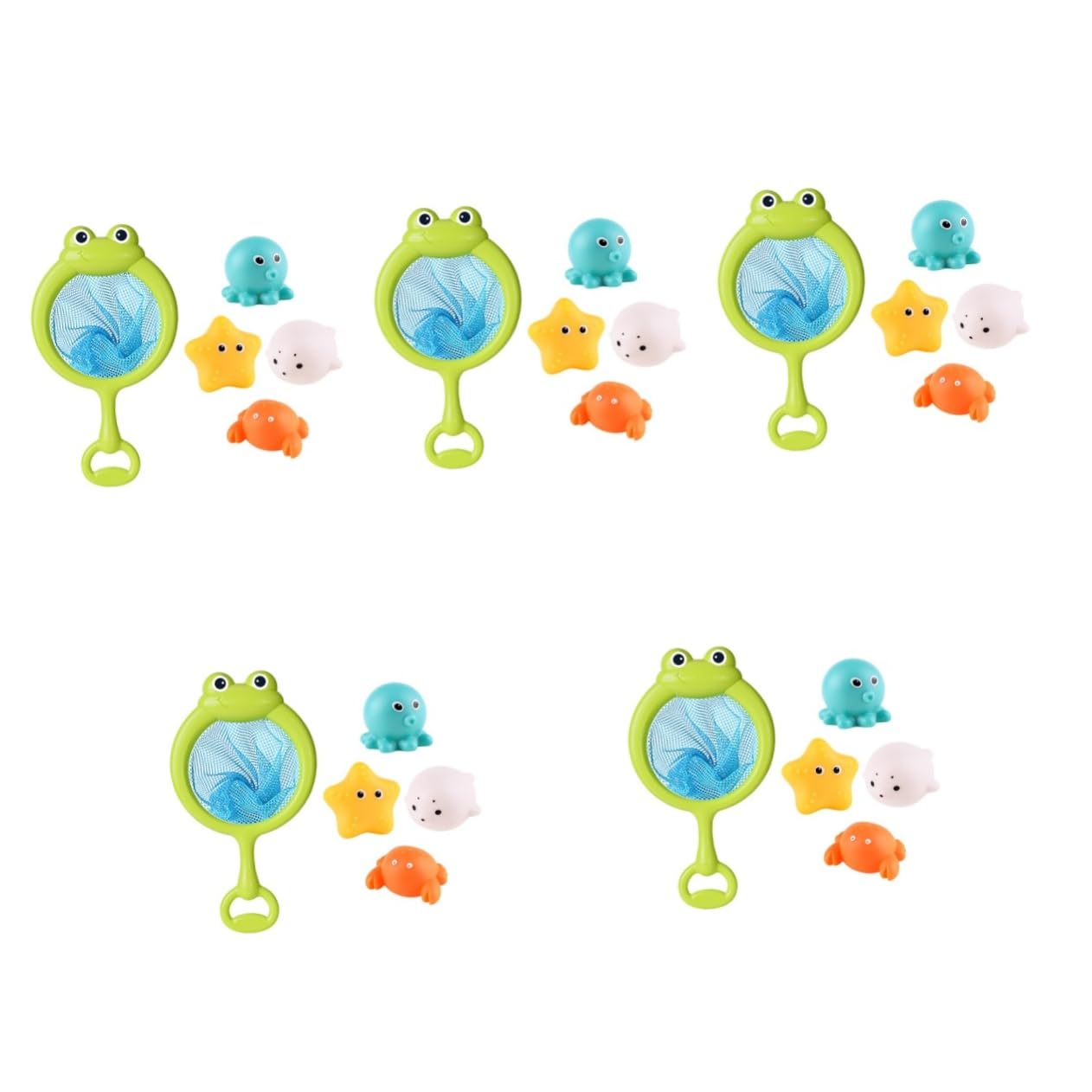 FAVOMOTO 5 Sets Net Fishing Bath Toys for Kids - Water Play Pool & Bathtub Fun - Durable Plastic Swim Toys for Toddlers, Outdoor & Indoor Water Games, Beach Party Supplies