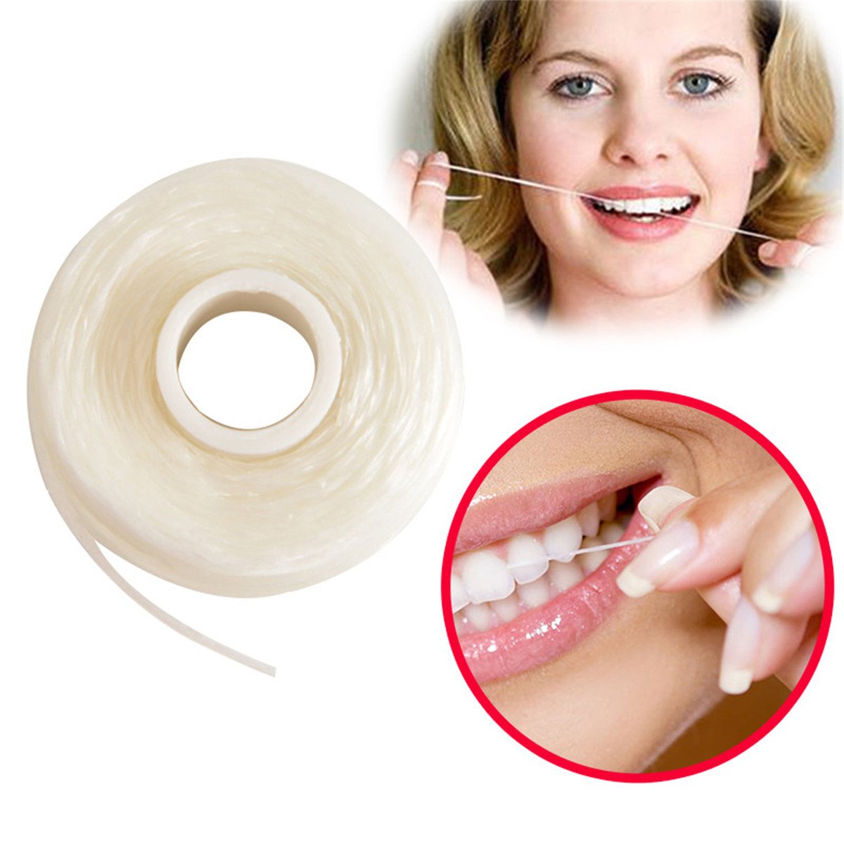 10 Rolls Mint Flavored Dental Floss - 50m Waxed Teeth Cleaning String for Oral Hygiene (500 Toothpicks Included) - Perfect for Travel, Home & Office Use