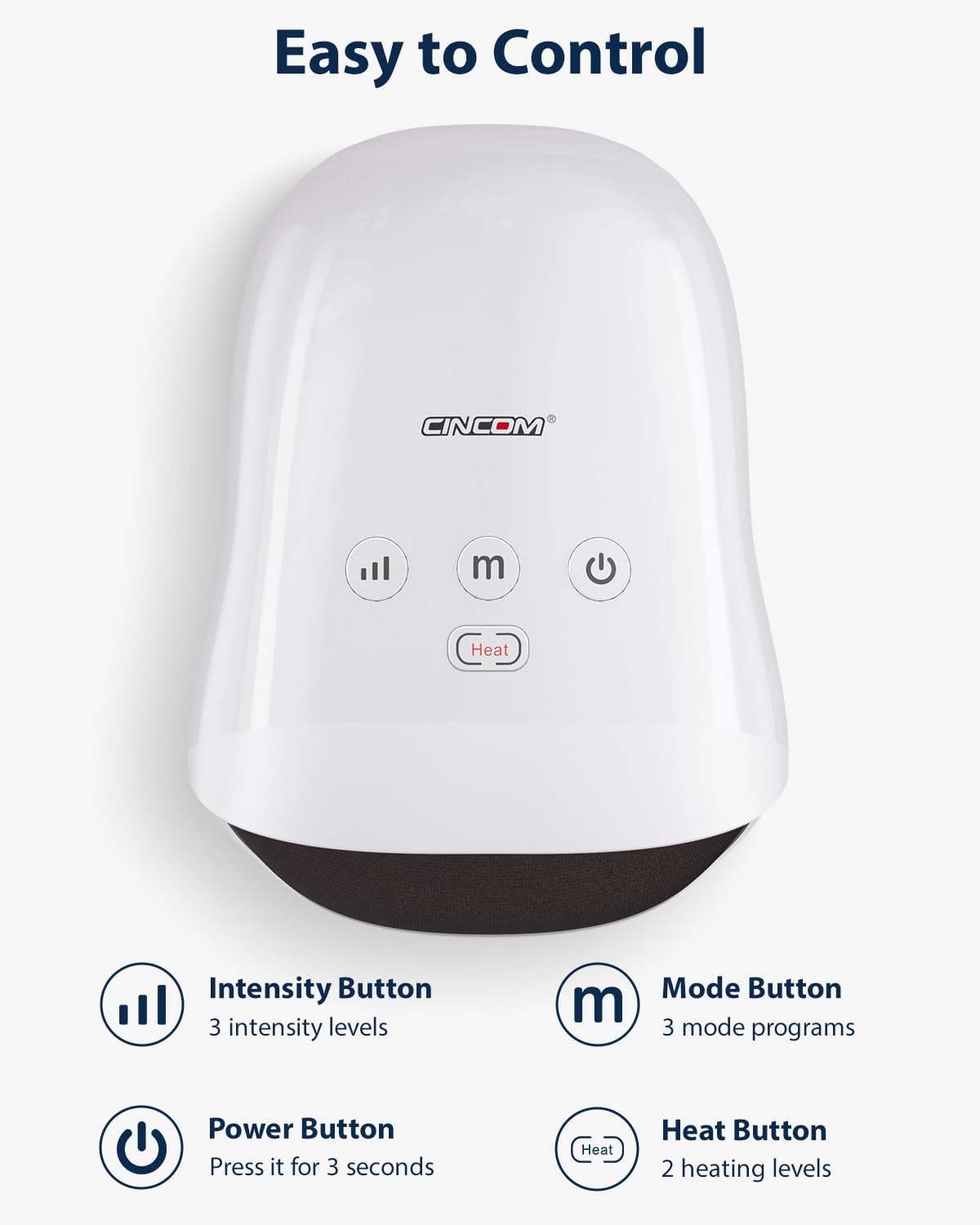 CINCOM Cordless Hand Massager with Heat & Compression - Relief for Arthritis, Carpal Tunnel & Hand Pain (FSA/HSA Eligible, White) - Perfect for Office Workers, Gamers & Seniors