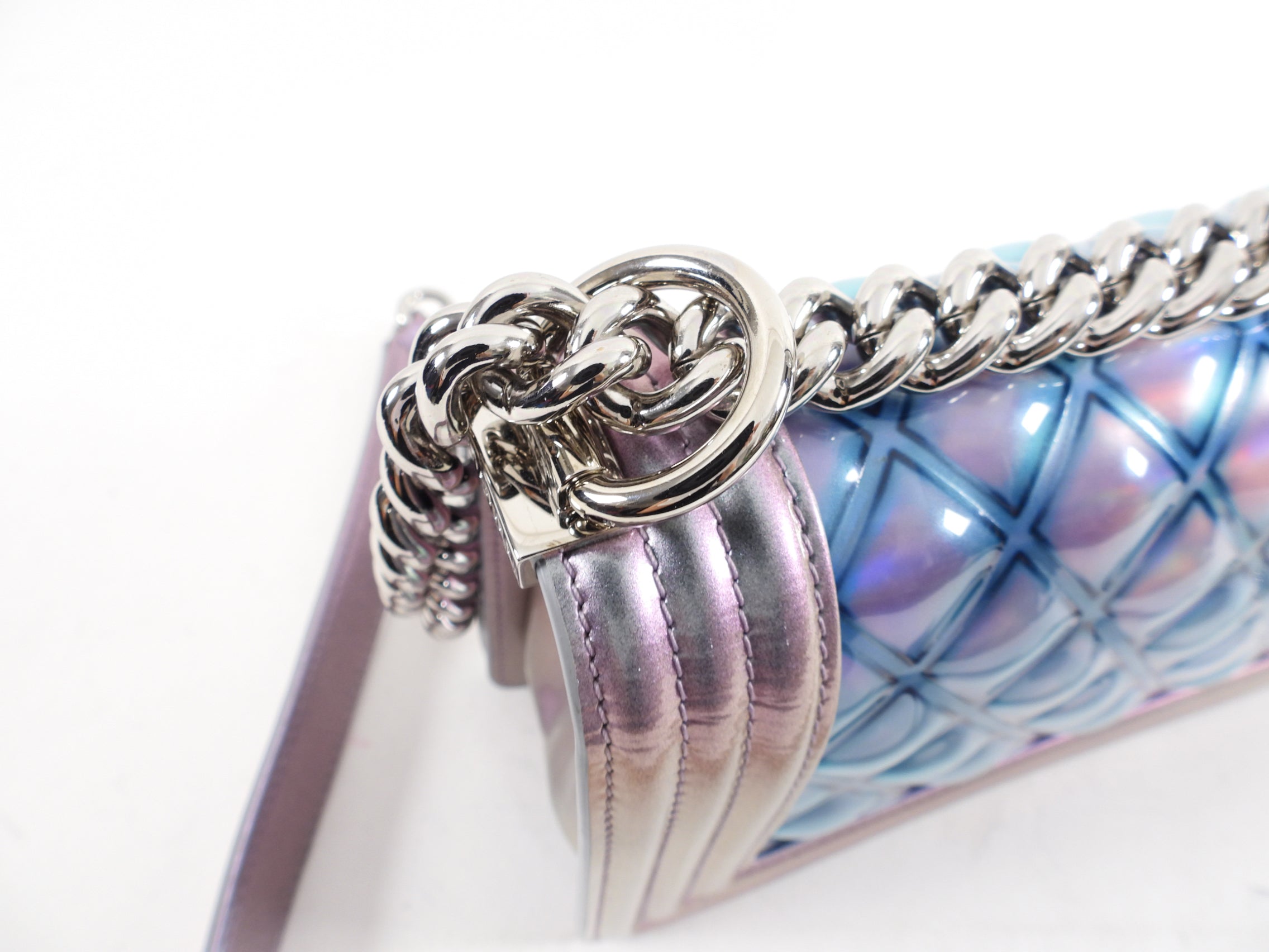 Chanel 18S Lilac Purple Holographic Mermaid Classic Small Boy Flap Bag - Luxury Designer Handbag for Women, Perfect for Evening Parties & Special Occasions