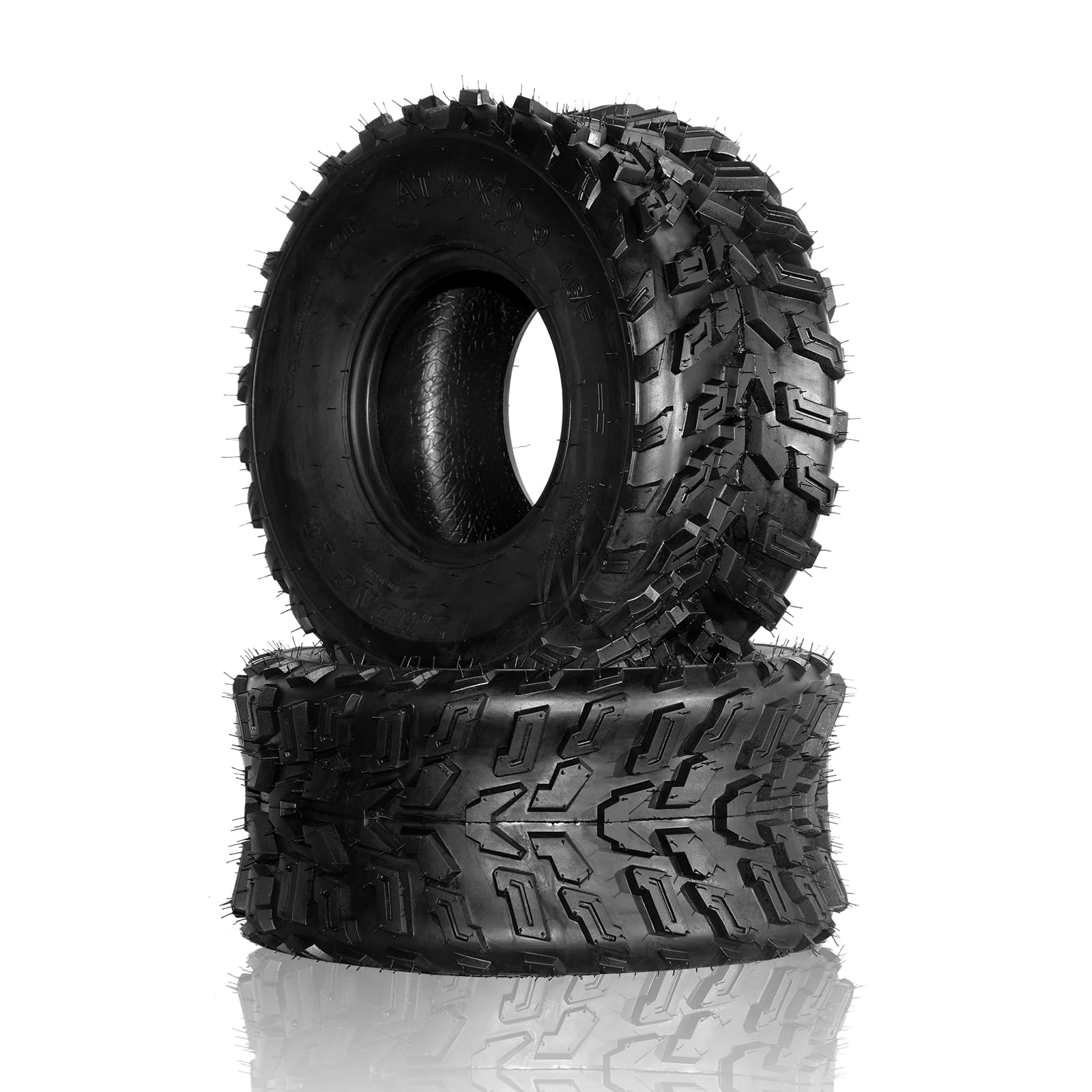 **SUNROAD Set of 2 ATV Mud Tires 22x10-9 6PR 20mm Deep Tread - Compatible with Honda Recon 250 & Suzuki Ozark 250 - Heavy-Duty Off-Road & Trail Riding (1 Pair, Set of 2)**