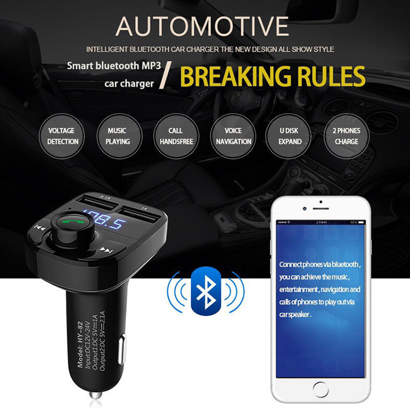 Wireless Bluetooth FM Transmitter for Car - MP3 Player, Hands-Free Calling & Dual USB Charger - Perfect for Road Trips and Commuting