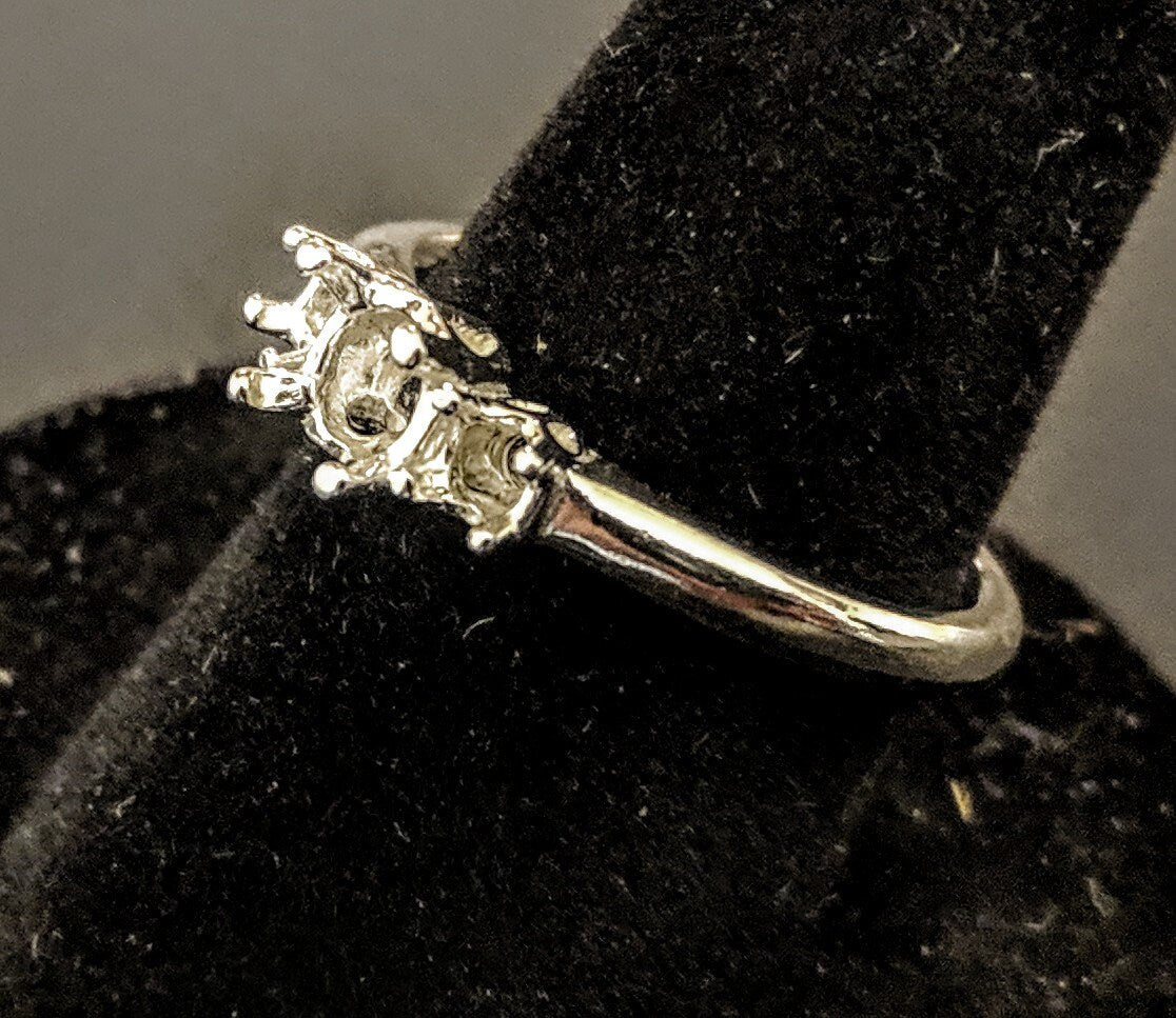 14K Gold or Sterling Silver Three Stone Ring Blank - Size 7 Round Pre-Notched Shank Setting (143821/163821) - Perfect for Jewelry Making, Engagement Rings & Custom Designs