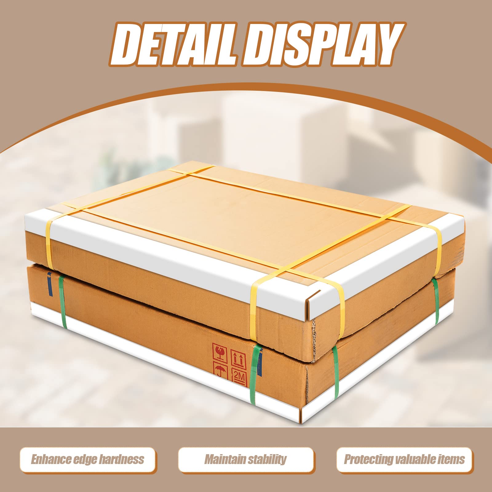 150 Pcs White Cardboard Corner Protectors Bulk - 2x2x48 Inch V-Shaped Shipping Packing Guards for Box Corners | Secure & Stabilize Packages During Transit | Ideal for Ecommerce, Moving & Fragile Item Shipping