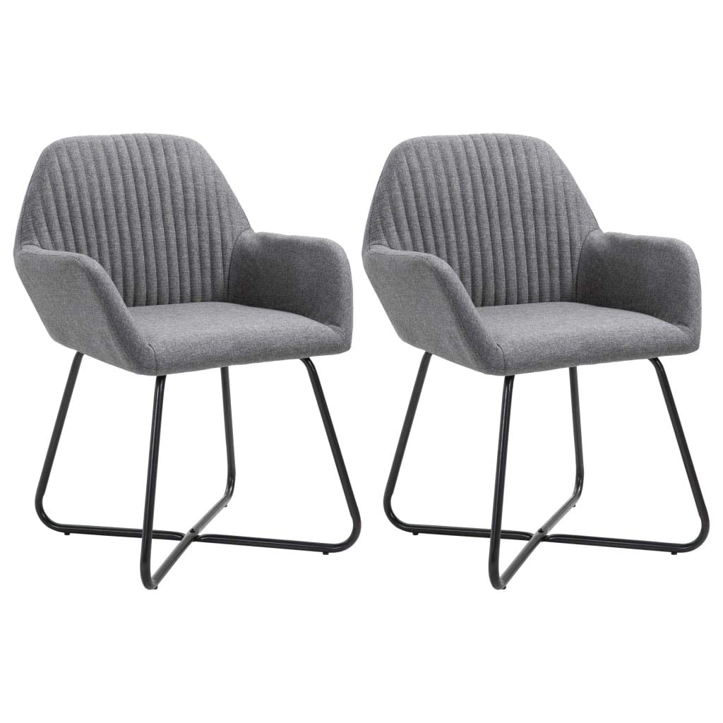 SKM Modern Dining Chairs Set of 2 - Dark Gray Fabric Upholstered Kitchen Chairs with Sturdy Metal Legs (Model 9808) - Perfect for Dining Room, Kitchen, Breakfast Nook & Small Space