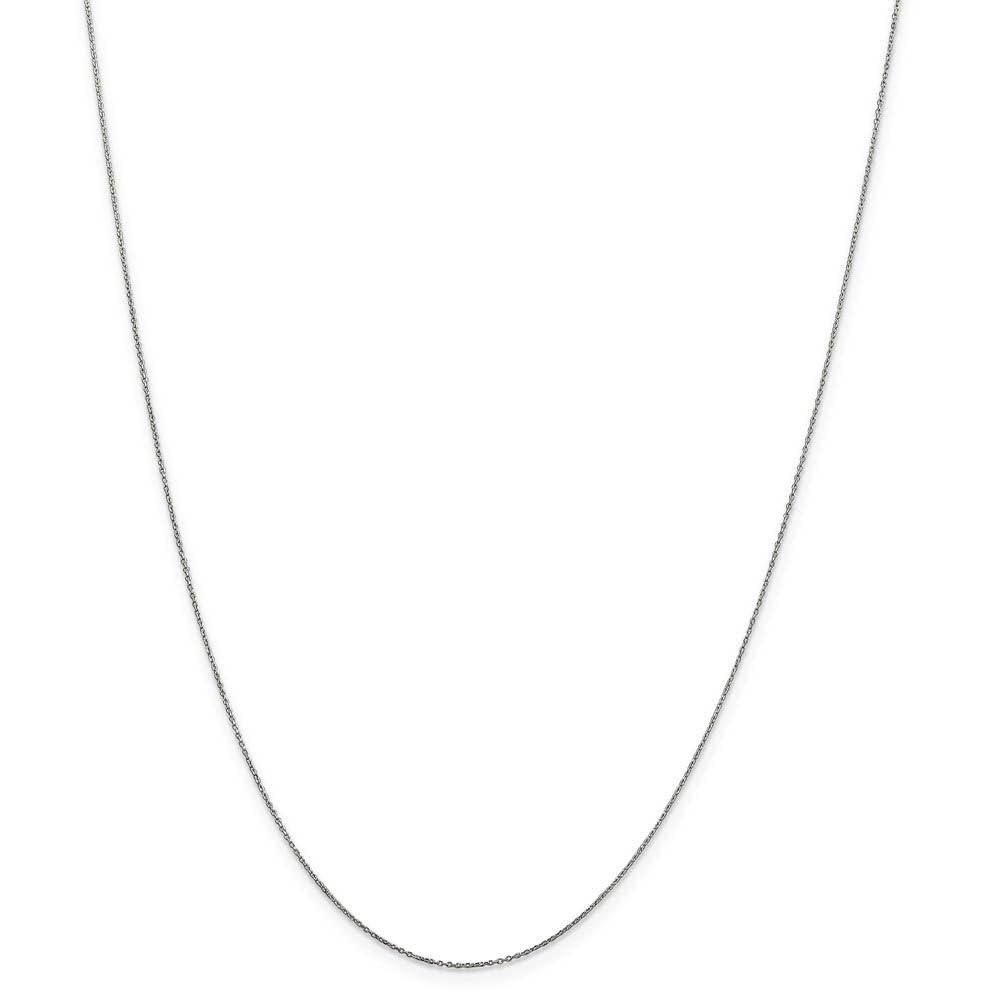 0.6mm 10K White Gold Diamond Cut Cable Chain Necklace for Women - Elegant Black Bow Pendant, Dainty Layering Jewelry for Everyday Wear, Gift for Her, Birthday, Anniversary, Valentine's Day