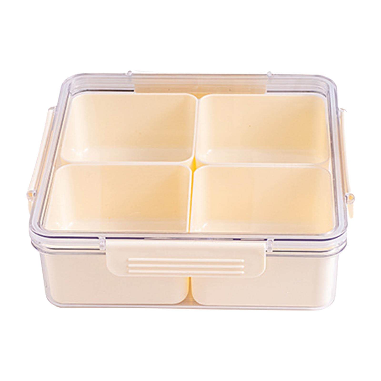 Fenteer Beige Square Sectional Divided Serving Tray - Plastic Food Storage Container for Vegetables, Dry Fruits, Muffins & Snacks - Perfect for Wedding Parties, Picnics & Kitchen Organization