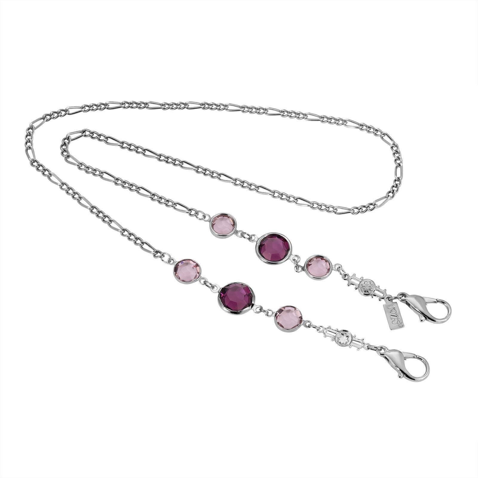 1928 Jewelry Austrian Crystal Face Mask Chain Holder - 22 Inch Figaro Chain with Sparkling Crystals - Perfect for Masquerade Balls, Costume Parties & Everyday Elegance