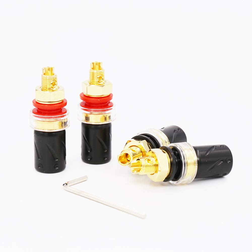 Viborg BP603G 4X HiFi Speaker Binding Post - Gold-Plated Pure Copper Banana Plug Connectors - Audiophile Grade Screw Lock Terminals for Home Theater & Studio Speaker Systems