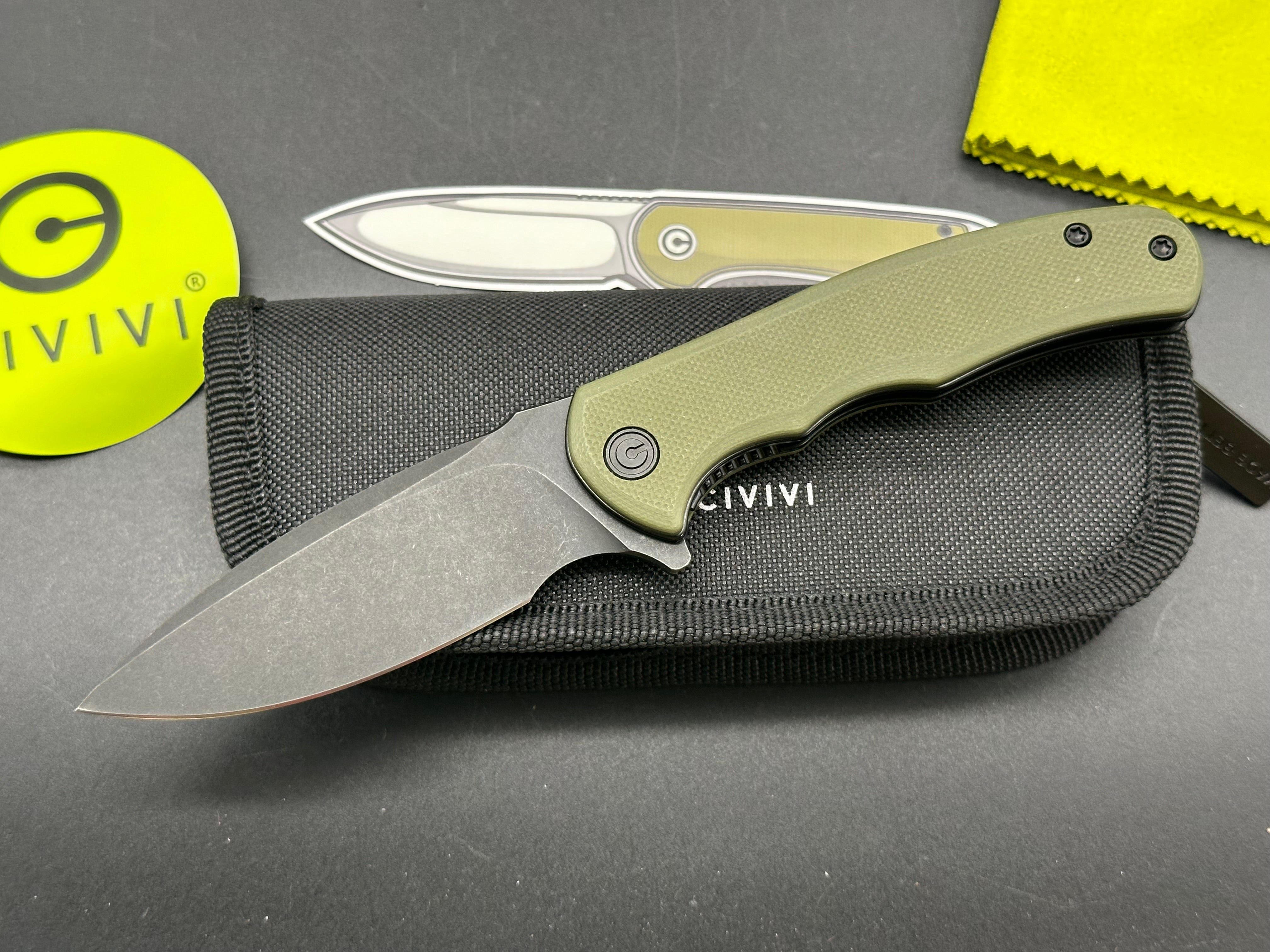 CIVIVI Mini Praxis Flipper Liner Lock Pocket Knife - OD Green G10 Handle - EDC Folding Knife for Camping, Hiking & Everyday Carry