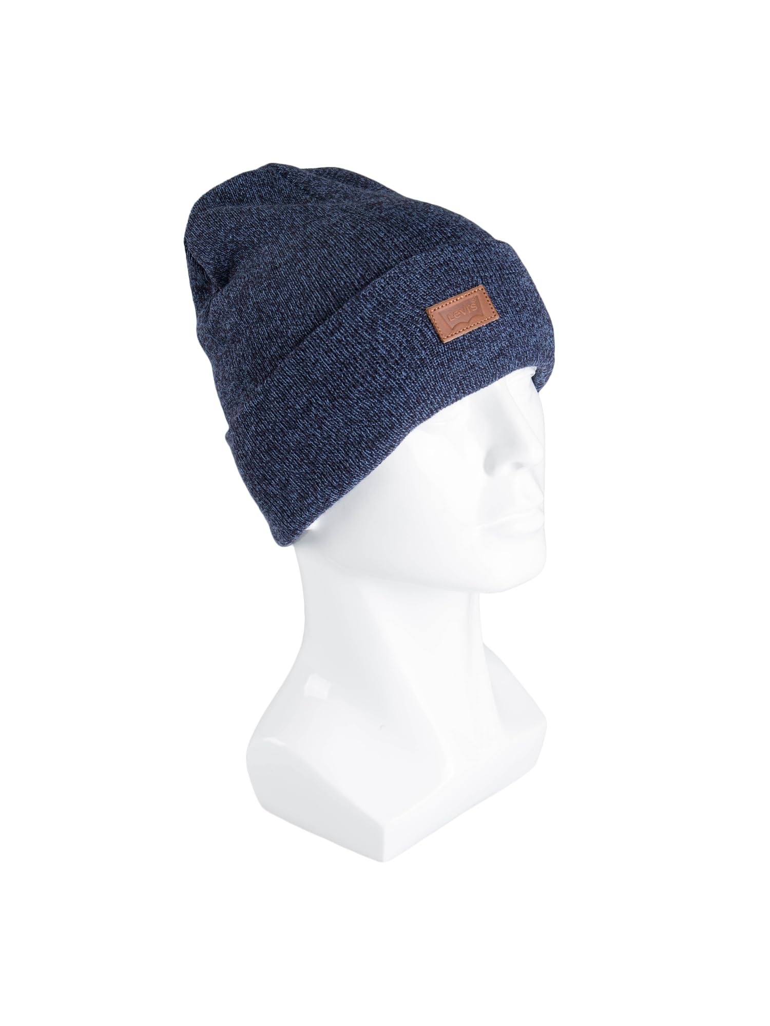 Levi's All Season Comfortable Leather Logo Patch Cuffed Beanie Hat for Men & Women - Perfect for Winter, Fall, and Outdoor Activities