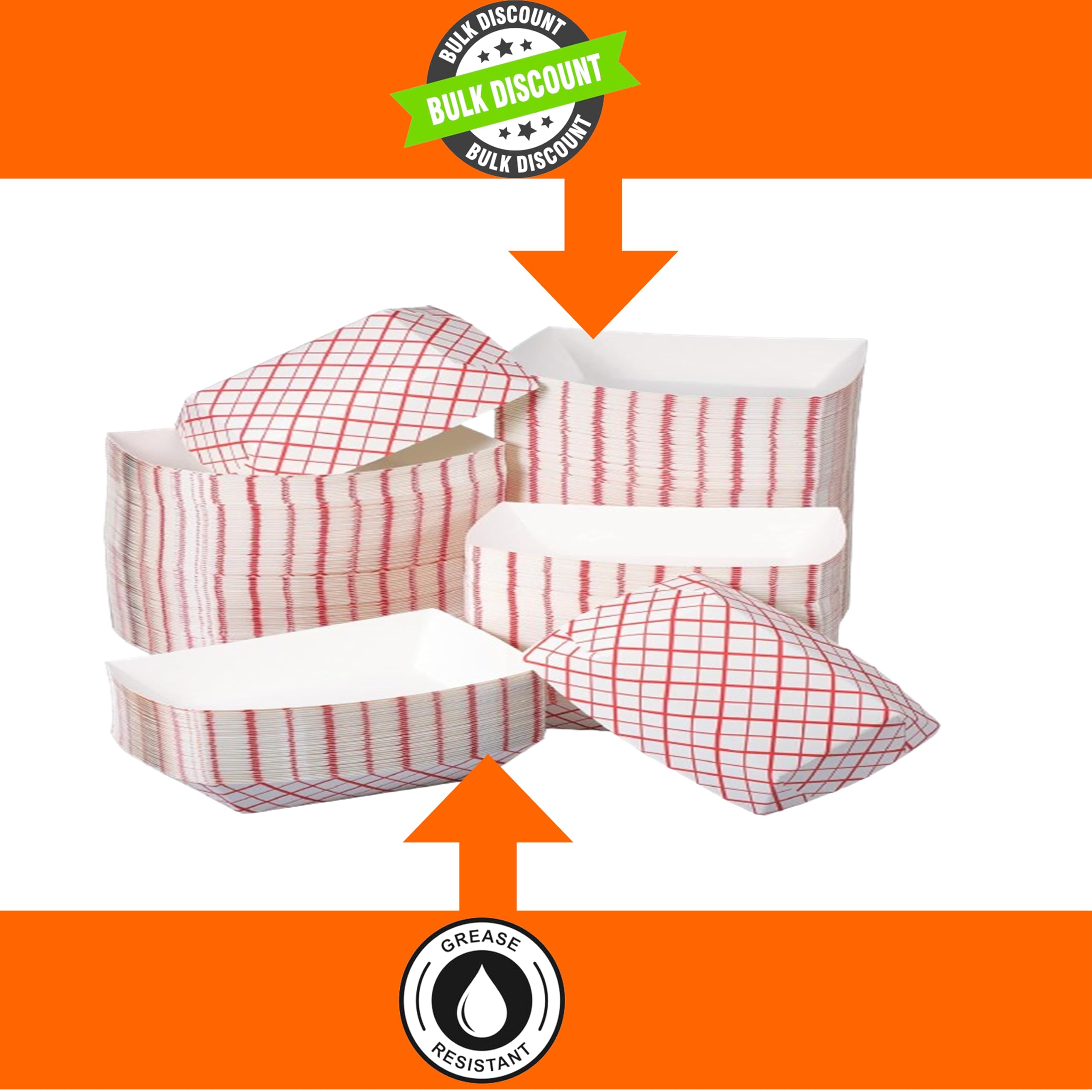 Red & White Checkered Disposable Paper Food Trays - 50 Pack Small (1/2 LB) | Eco-Friendly, Grease-Resistant Serving Boats for Parties, Picnics & Concession Stands | Perfect for Snacks, Condiments & Finger Foods