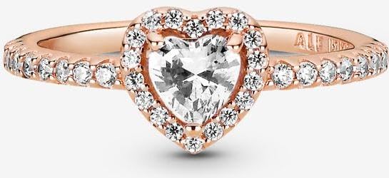 PANDORA Sparkling Elevated Heart Ring for Women - 14k Rose Gold Plated with Cubic Zirconia - Stackable & Layering Ring - Perfect Gift for Her, Anniversary, Valentine's Day - Size 8.5 - Elegant Jewelry for Date Night & Special Occasions