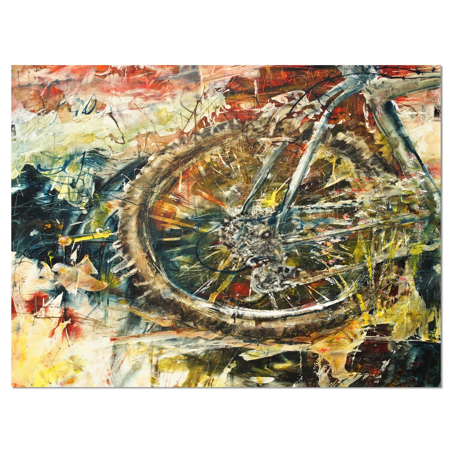 Abstract Mountain Bike Oil Painting Canvas Art - Modern Wall Decor for Living Room, Bedroom & Office