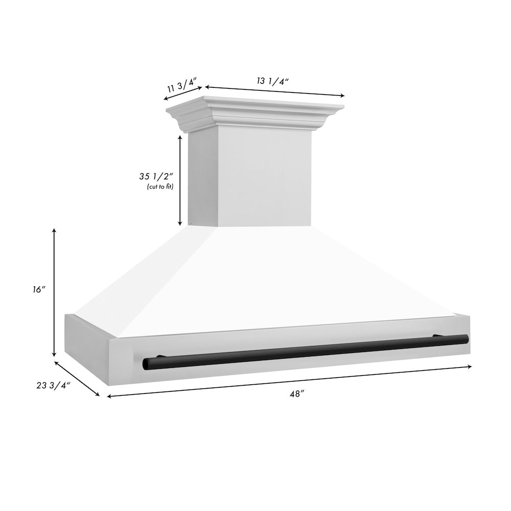 ZLINE Autograph Edition 48-inch Stainless Steel Dual Fuel Range with White Matte Door & Matte Black Range Hood - Professional Kitchen Package for Home Chefs | Perfect for Modern Kitchens & Gourmet Cooking