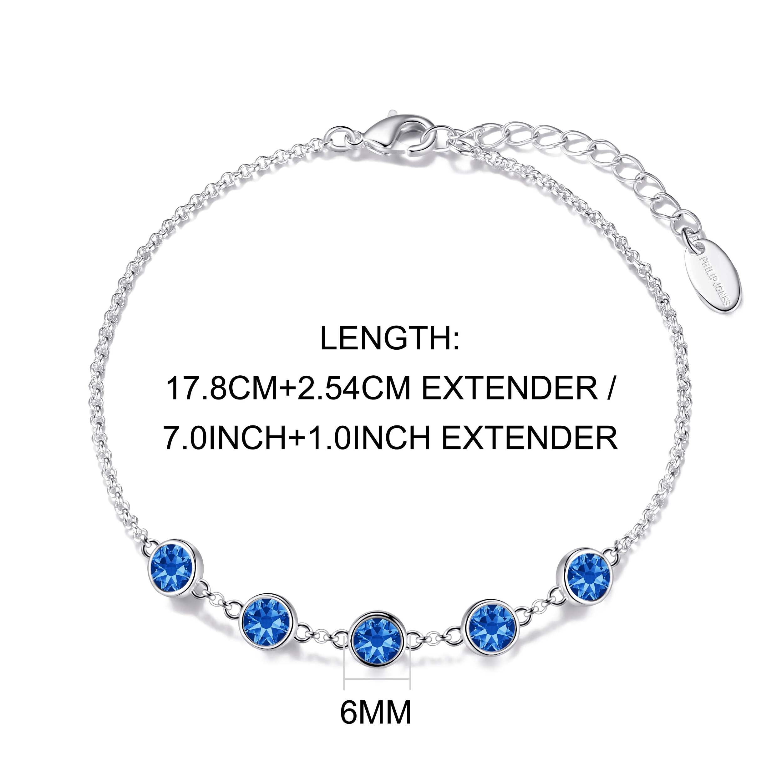 Philip Jones Zircondia Crystal Bracelet - Elegant Dark Blue for Parties & Gifts