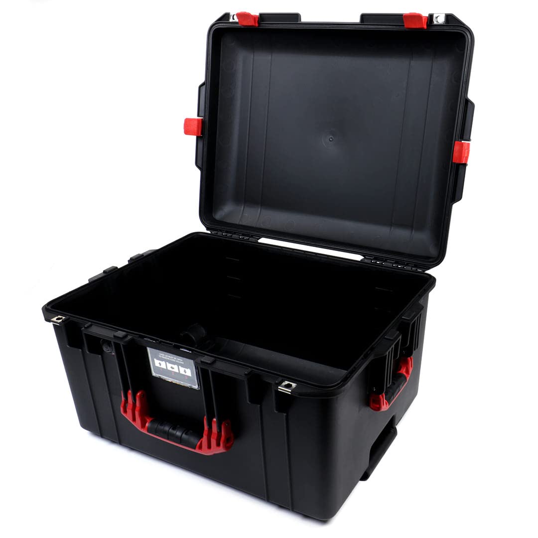 Pelican 1607 Air Case - Black & Red Waterproof Hard Case with Wheels | Empty Protective Storage for Travel, Equipment & Tools | Durable for Outdoor, Military & Professional Use