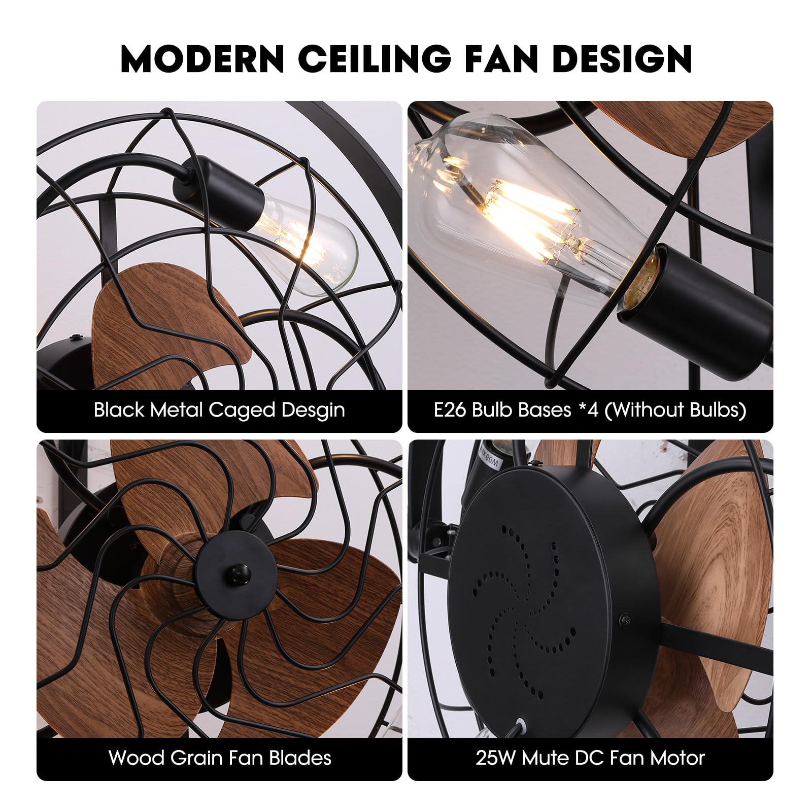 **Fansconce Wall Mount Fan with Lights & Remote - 6 Speed Plug in Ceiling Fan for Bedroom, Living Room, Garage, Kitchen, Tool Room & Workshop - Perfect for Cooling & Lighting Small Spaces**