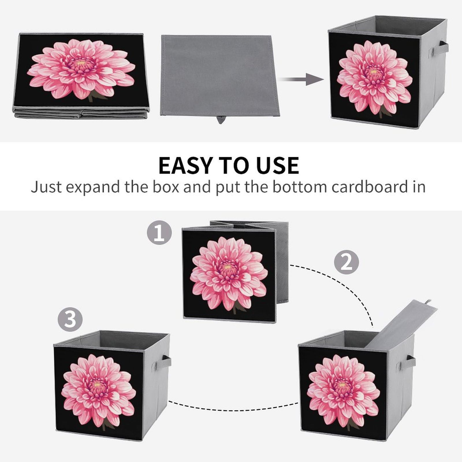 Dahlia Storage Bins 6PCS - Foldable Cube Organizers for Home & Office