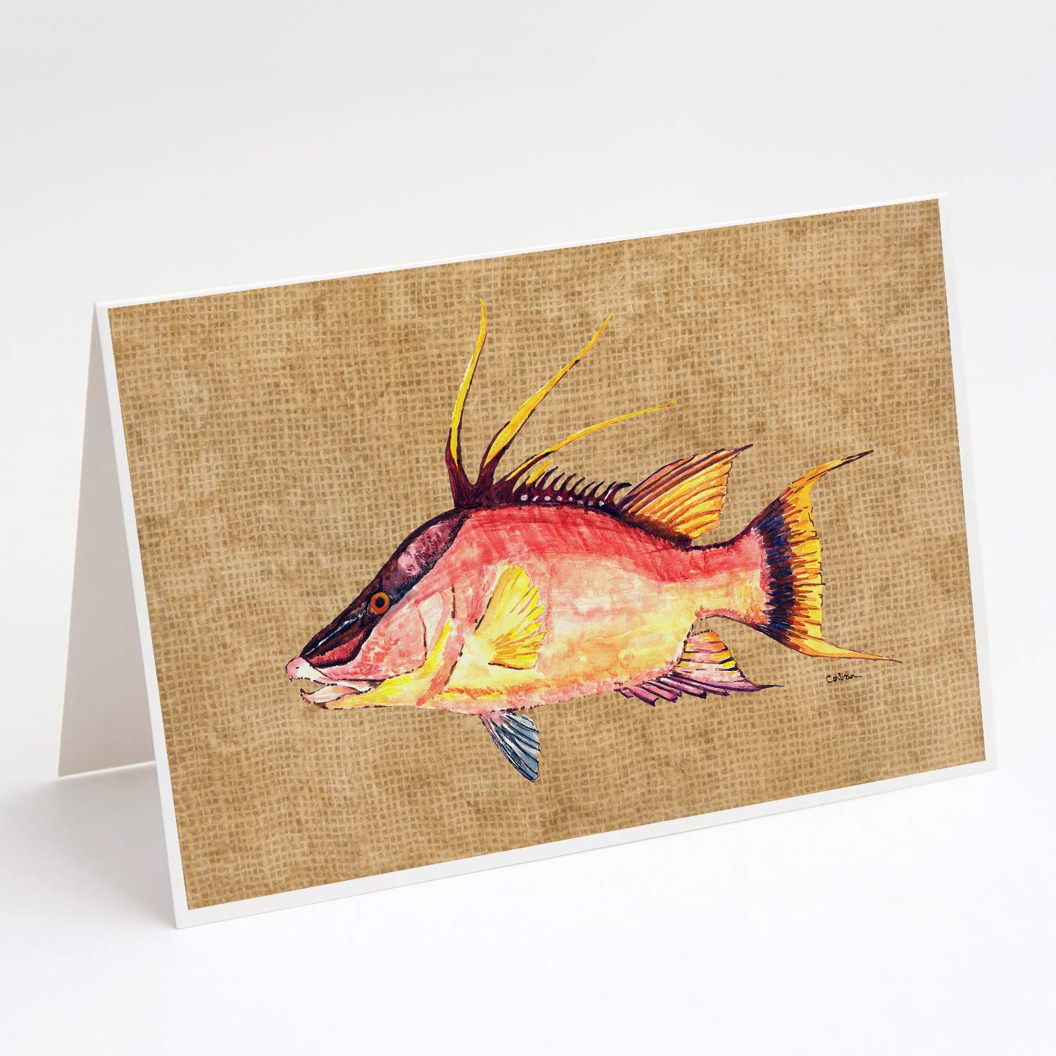 Caroline's Treasures 8803GCA7P Hog Snapper Greeting Cards - Pack of 8 Blank A7 Note Cards (5x7 Inches) with Envelopes - Whimsical Fish Design for Birthday, Thank You & Holiday Cards - Perfect for DIY Crafting & Handwritten Notes