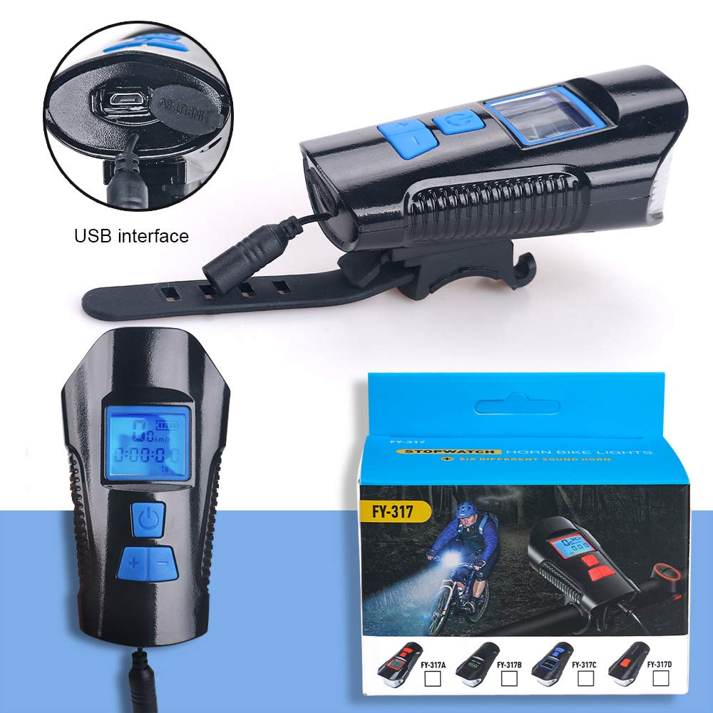Leeko Bike Computer - USB Rechargeable Bicycle Speedometer & Odometer with Red LCD Display, Waterproof, 4 Light Modes, 5 Recording Modes & 6 Bell Sounds - Perfect for Night Riding, Cycling Training & Commuting