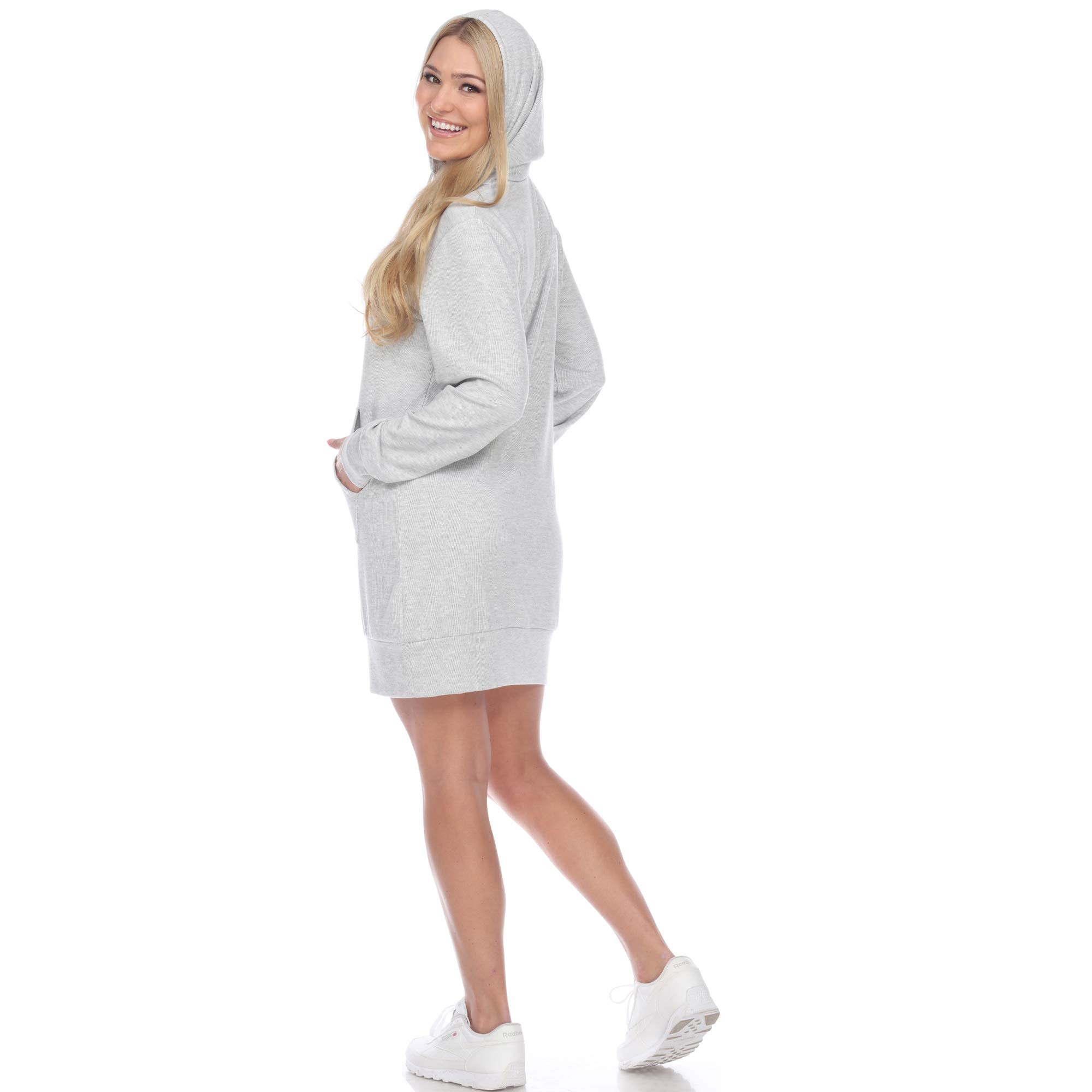 White Mark Women's Long Sleeve Hoodie Sweatshirt Dress - Cozy Oversized Pullover Hoodie Dress for Casual Wear, Lounge & Street Style Fashion