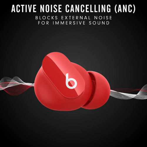 Beats Studio Buds True Wireless Earbuds with Active Noise Cancellation (ANC) - Red | Sweatproof Bluetooth Earphones for Workouts, Commuting & Travel