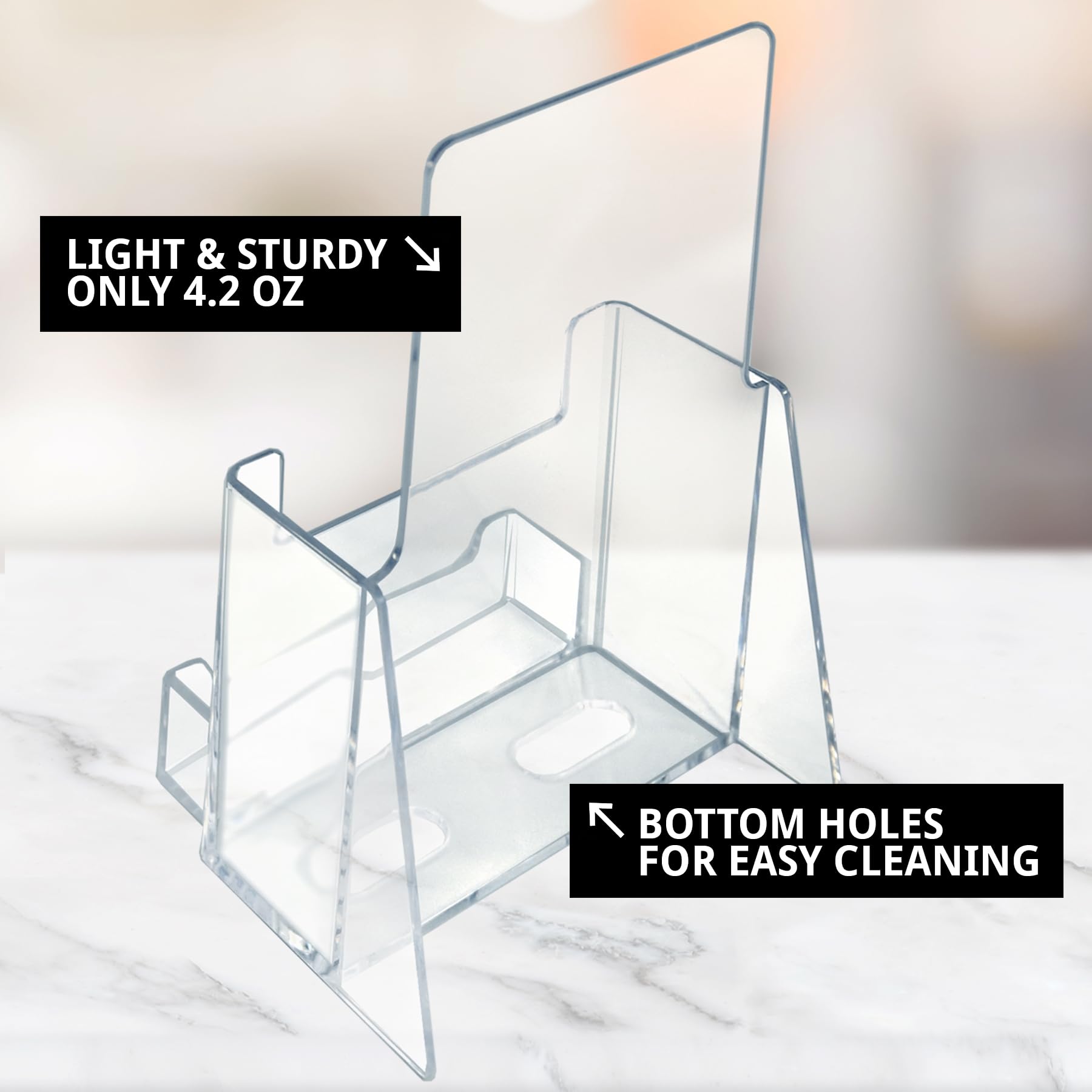 Azar Displays 252922-100PK Clear Counter Trifold Brochure Holder with Horizontal Business Card Slot & Gift Card Pocket - 100 Pack | Perfect for Retail Stores, Hotels, Restaurants & Trade Show Displays