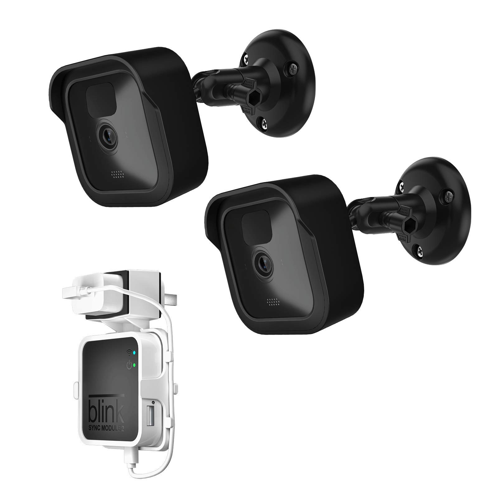 Blink Outdoor Camera Mount - Weatherproof Protective Cover & 360° Adjustable Wall Mount with Sync Module 2 Outlet Mount for Blink Outdoor Security Camera System - Perfect for Home Surveillance, Garage Monitoring & Backyard Security