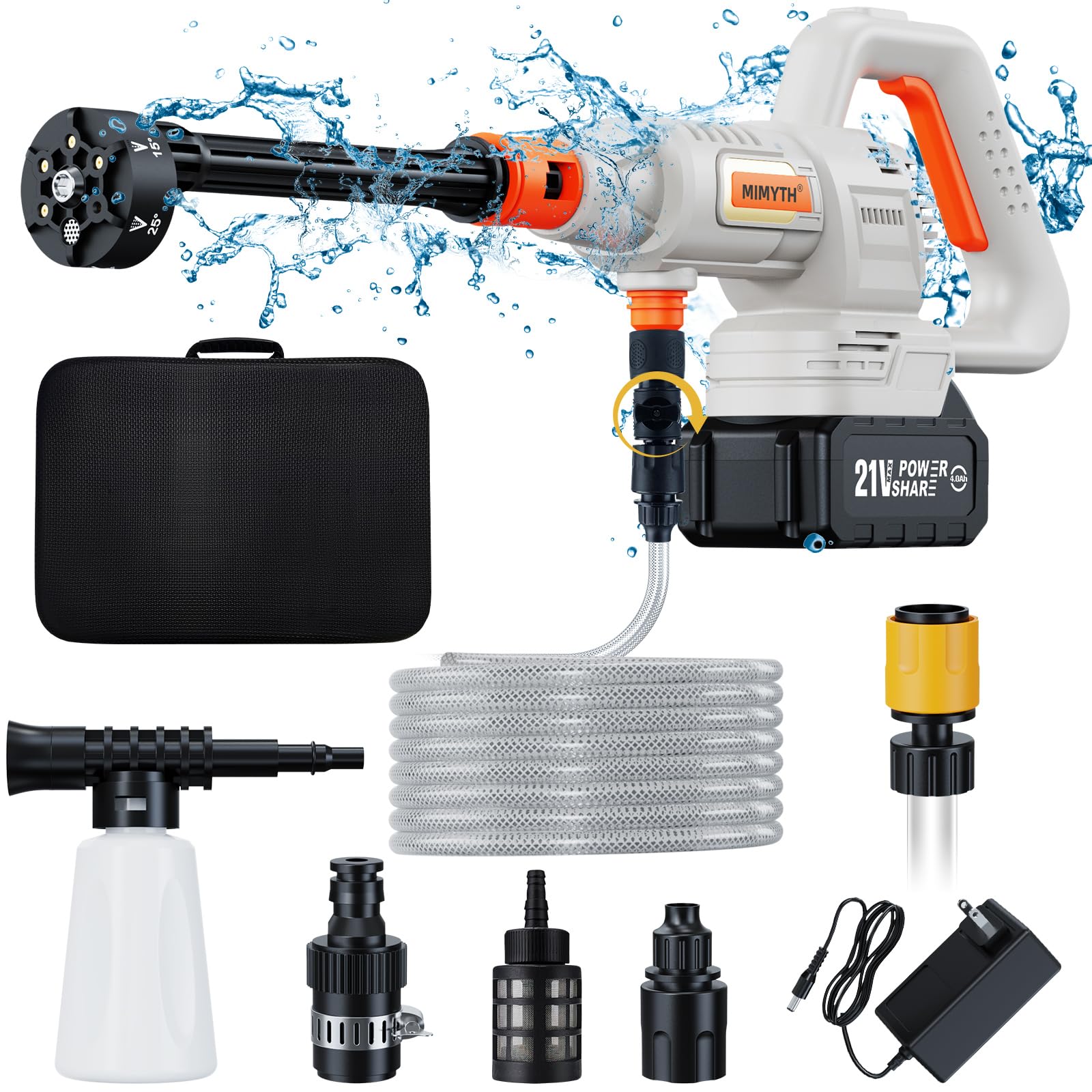1200PSI Cordless Pressure Washer with Brushless Motor - 4.0Ah Battery & Charger Included - 6-in-1 Nozzle & 3 Power Level Touch Screen - Ideal for Car Washing, Patio Cleaning, and Yard Maintenance