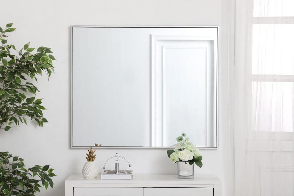 30x36 Inch Blue Metal Frame Rectangle Wall Mirror - Elegant Home Decor for Living Room, Bedroom & Bathroom