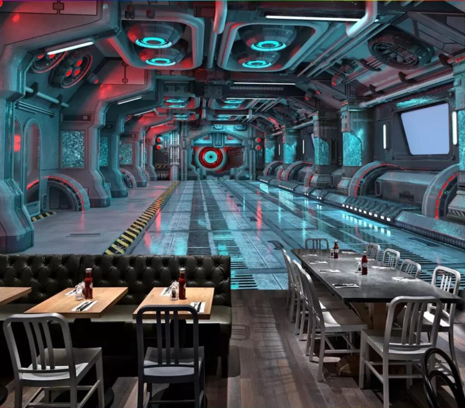 3D Spaceship Warehouse Wall Mural - Large 169.3