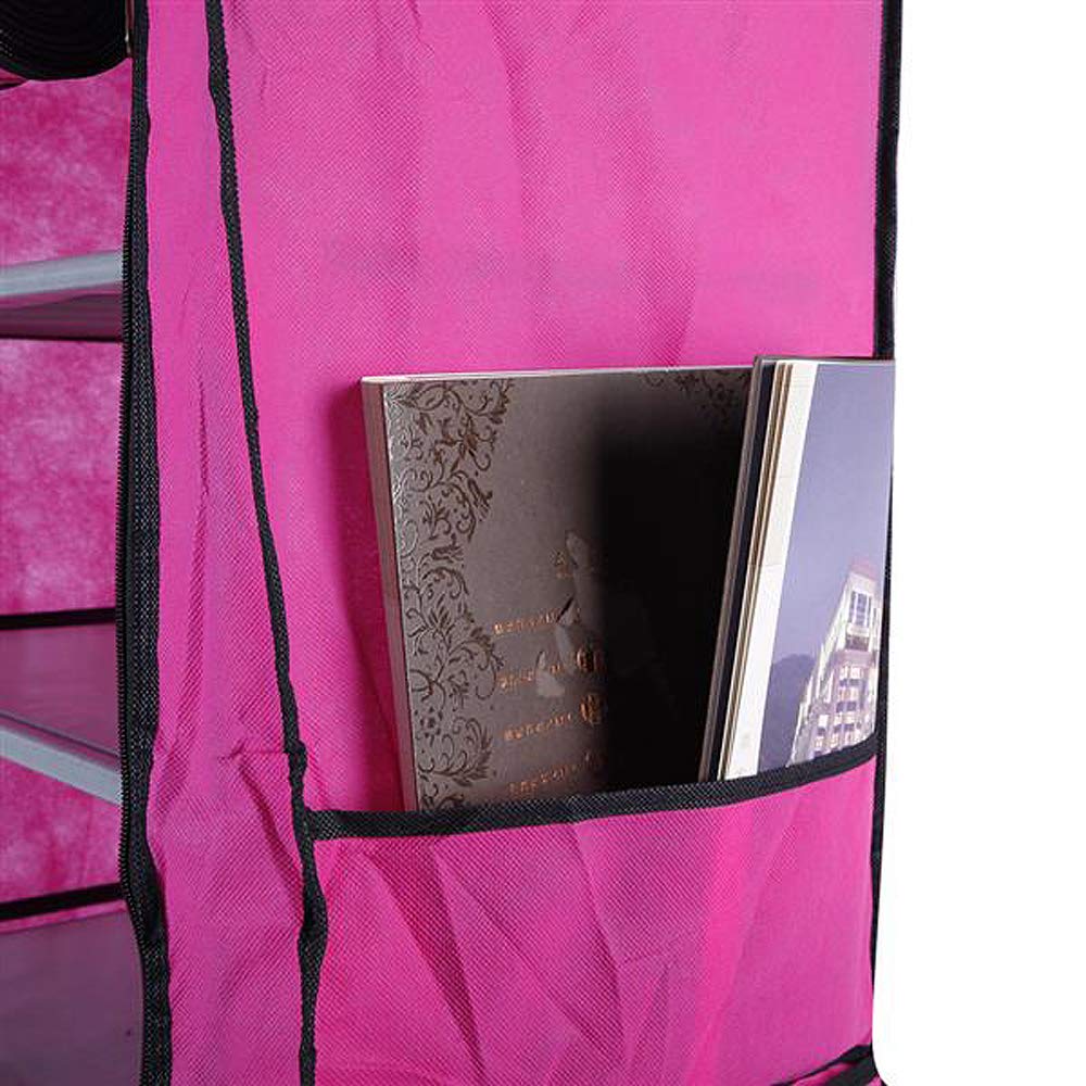 10-Tier Shoe Rack Organizer with Dustproof Cover - Space Saving Stackable Shoe Storage Cabinet for Closet, Entryway & Bedroom - Non-Woven Fabric Shoe Shelf Tower (Rose Red)