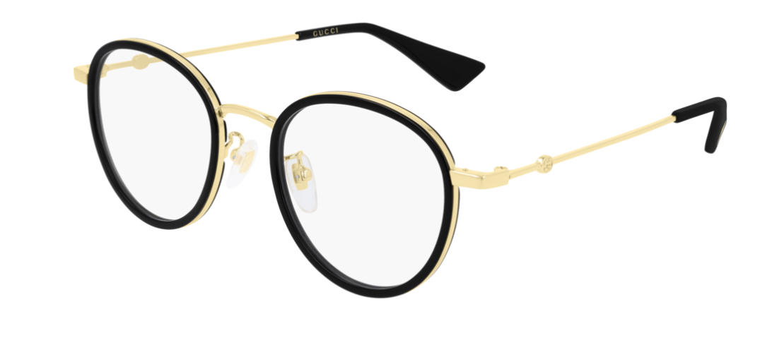 Gucci GG 0608OK 001 Black/Gold Round Unisex Eyeglasses - Stylish Designer Glasses for Men & Women - Perfect for Everyday Wear, Fashion Accessories & UV Protection