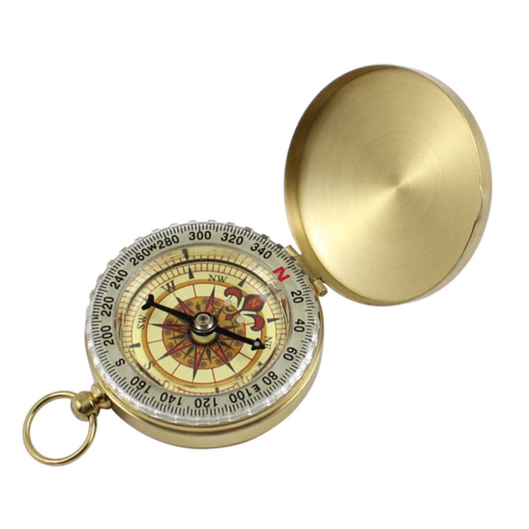 Best Brass Pocket Compass for Camping & Hiking - Classic Glow in The Dark Survival Gear for Outdoor Adventures, Navigation, and Emergency Preparedness