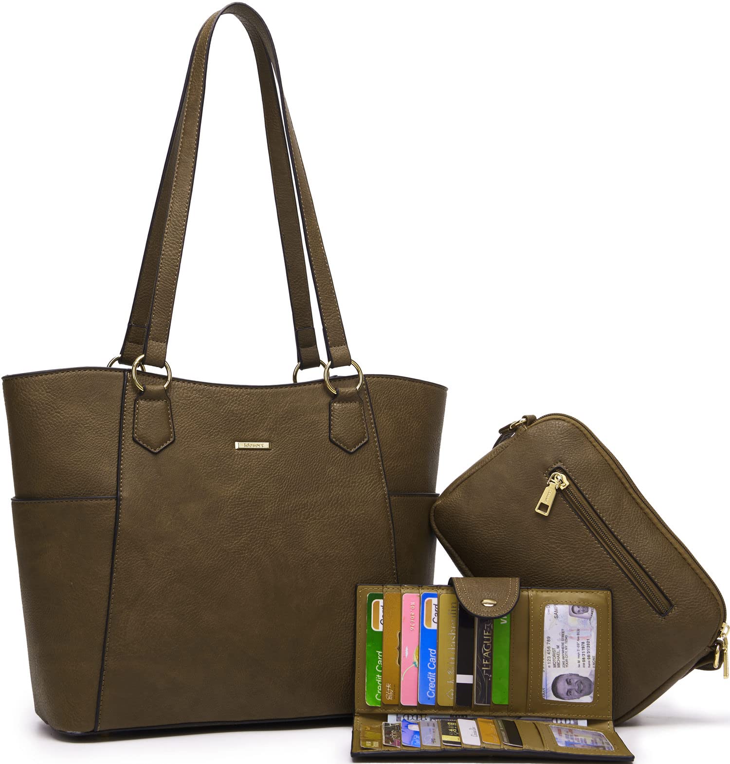 Women's Tote & Crossbody Bag Set - Large Shoulder Purse for Work & Travel