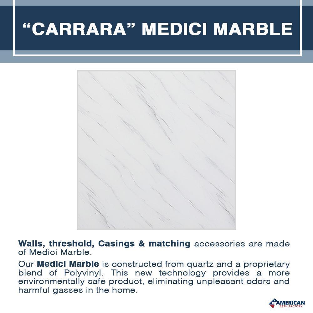 Premium Carrara Marble Jewel Neo Frameless Shower Enclosure Kit - Waterproof Bathroom Upgrade for Modern Homes & Luxury Hotels