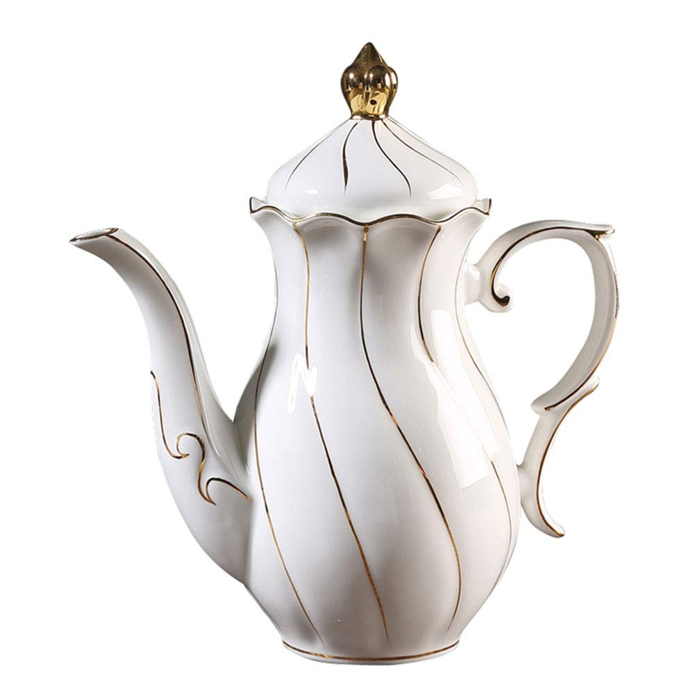 Premium French Press Coffee Maker - Ceramic Insulated Tea & Espresso Pot with Gold Swirl Design, Manual Coffee Machine for Home & Office Use (Color: White) | Perfect for Brewing Lattes, Cold Brew & Herbal Teas