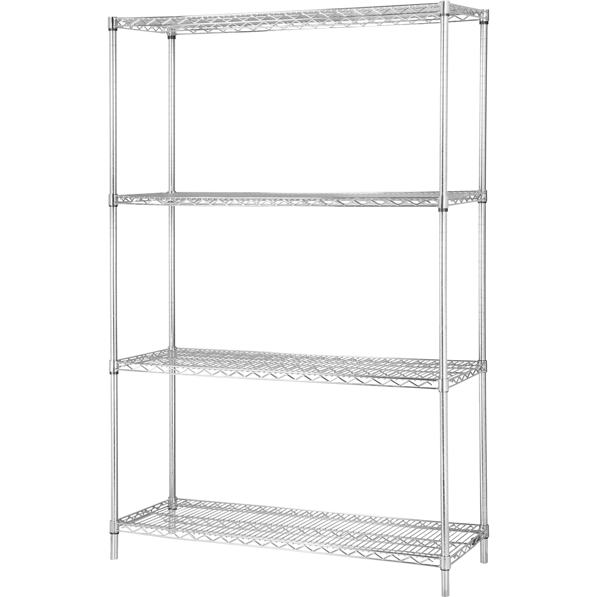 Lorell LLR84181 Industrial Chrome Wire Shelving Starter Kit - Heavy Duty Metal Storage Rack for Garage, Warehouse & Office Organization