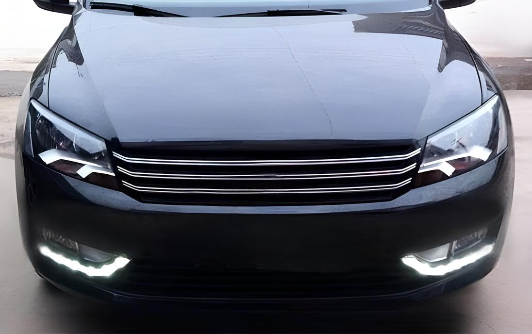 iJDMTOY Switchback LED Daytime Running Lights for 2012-2016 Volkswagen Passat - OEM Fit LED DRL Fog Bezel Assembly with White Daylight & Amber Turn Signals - Perfect for Enhanced Visibility and Style on the Road