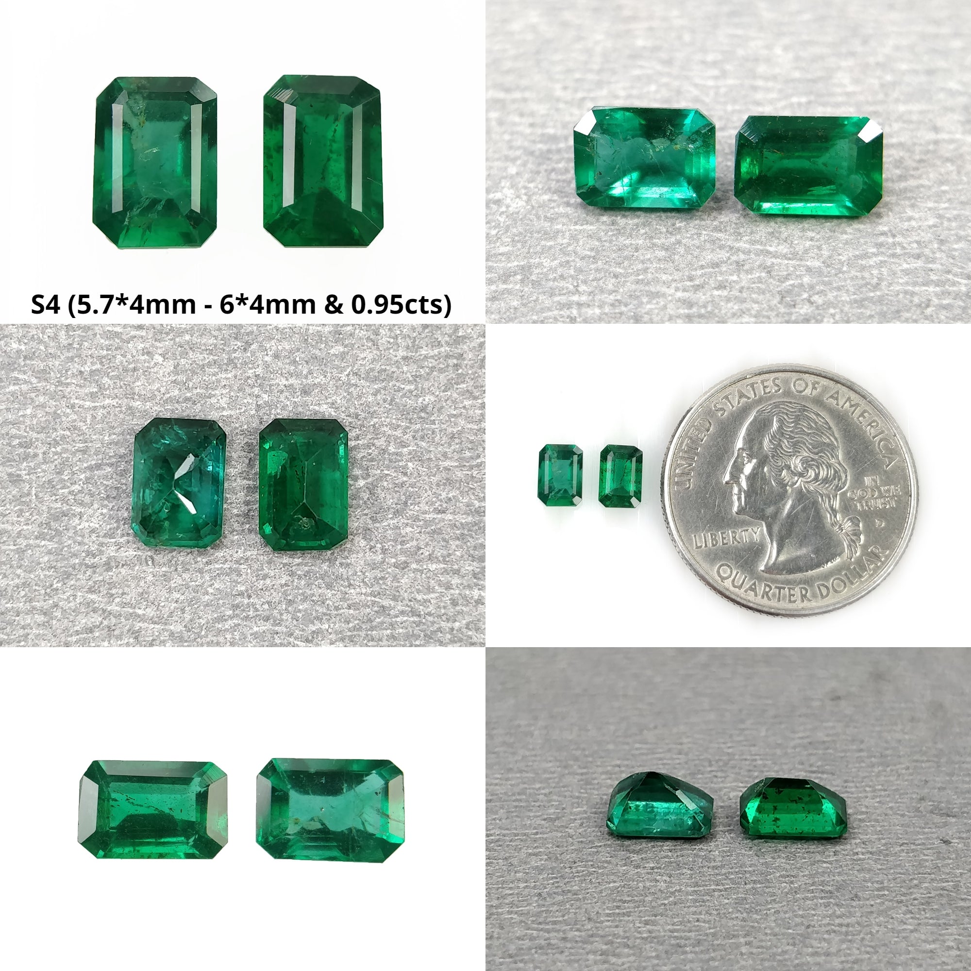 Natural Untreated Green Emerald Gemstone Octagon Cut - 2pc Set for Jewelry Making, Engagement Rings & Necklace Designs